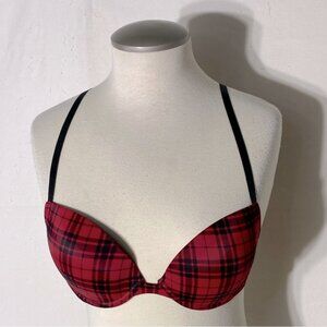 La Senza Remix Red Black Buffalo Check Plaid Bra 36B